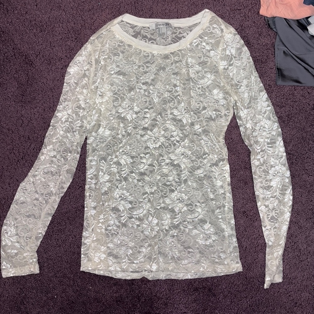 Floral mesh top